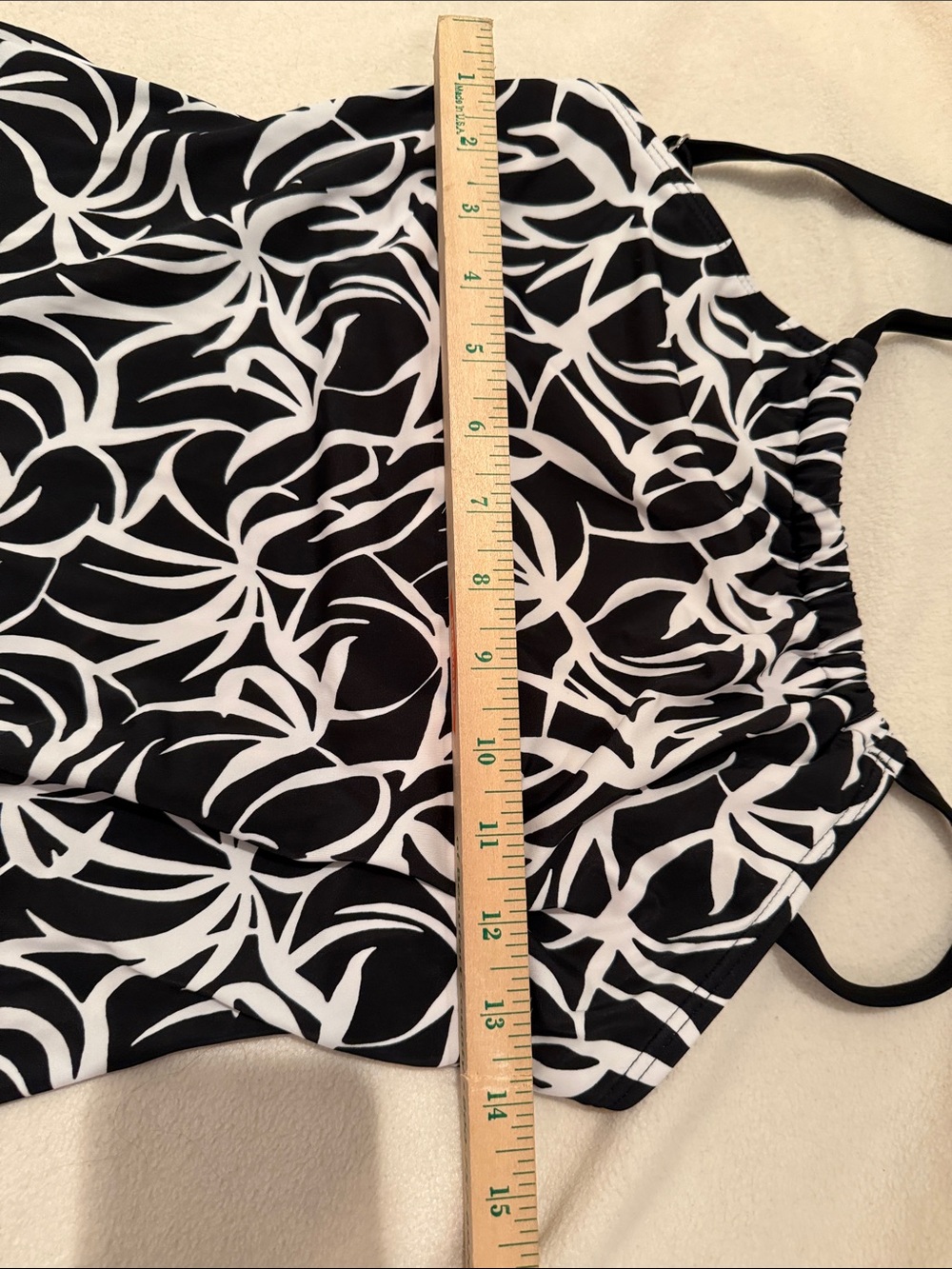 24th & Ocean Black and White One-Piece Swimsuit with Printed Overlay - Picture 8 of 9